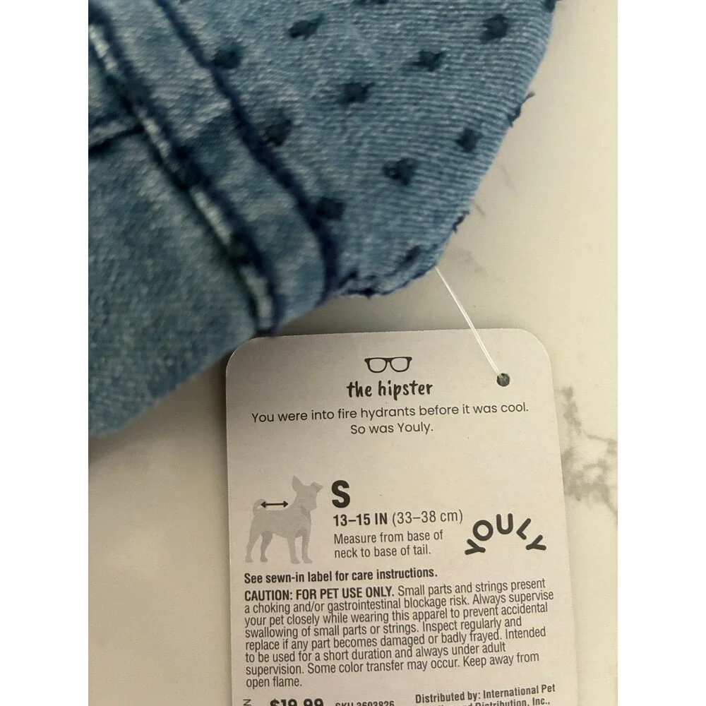 YOULY The Hipster Dog Denim Jacket Size Small Blue Pet Coat New With Tags